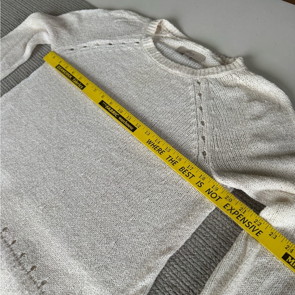 LOFT Ivory Cream Cotton Nylon Crewneck Lightweight Sweater Size Medium - Picture 7 of 8
